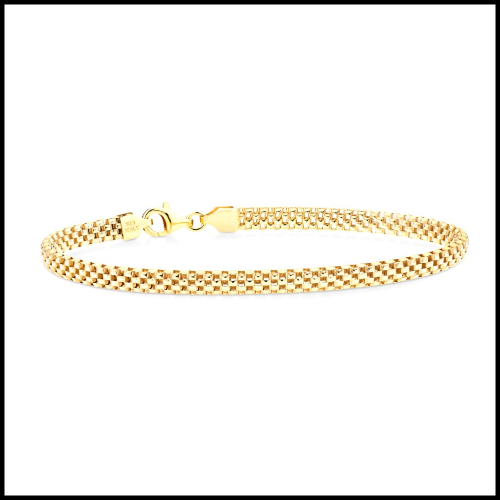 Sterling Silver Mesh Link Chain Bracelet Elegant Minimal Chic Italian Style